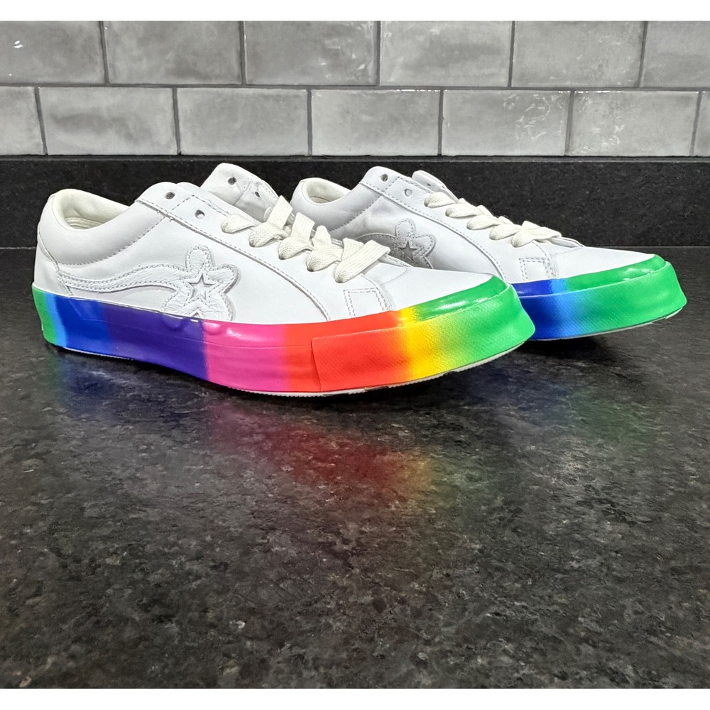 Converse Golf Le Fleur One Star White Rainbow Pride Mens 11.5 166409C